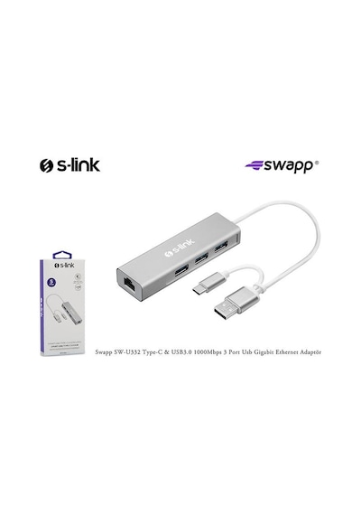 S Link Swapp Sw U332 Type C Usb3.0 1000Mbps 3 Port Usb Gigabit Et