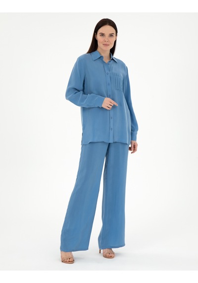 Pierre Cardin Kadın İndigo Gömlek Desenli 50305757-vr028 Indigo