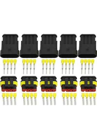 Buhara Elektronik 5 Adet 4 Pin Dört Süper Seal Konnektör Su Geçirmez Soket
