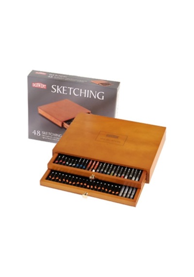 Hobi-Marketart Derwent Sketching Pencils Karakalem Çizim Seti 48'Li Ahşap Kutu - 263774157