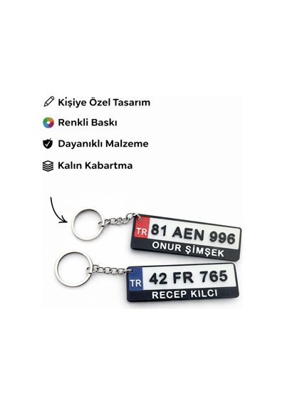 Kişiye Özel Plaka Anahtarlık Tüm Renkler / Plakalık Anahtarlık / Uzun Plaka
