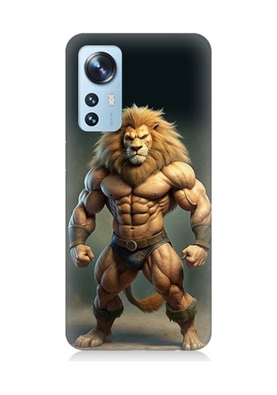 Xiaomi 12 Uyumlu Kaslı Aslan Desenli Silikon Kılıf