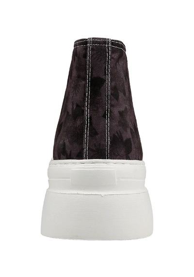 Kadın Vegan Kahverengi Kalın Taban High Sneakers - Brown Tropical Tasarım Çok Renkli