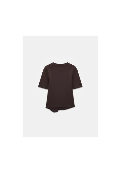 Dilvin 32445 Aksesuar Detaylı Basic T-shirt Kahverengi