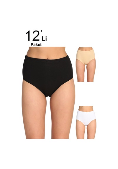 Tutku Kadın Karışık Renk 12'li Paket Ribana Bato Külot Elf568t0922ccm12 Çok Renkli