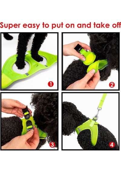 Air-Mesh Küçük ve Orta Irk Kedi Köpek Göğüs Tasması - Yumuşak, Nefes Alabilir, Dayanıklı NEON LİME 2XS