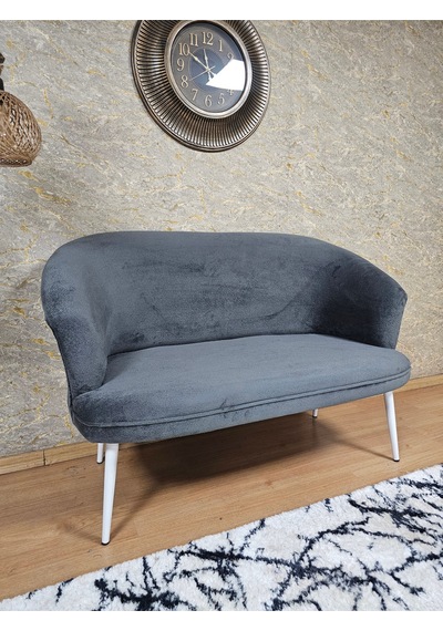 Zafir İkili Teddy Beyaz Boyalı Sivriltme Ayak Çay Seti Koltuk İkili Berjer , Balkon, Salon, Ofis Füme