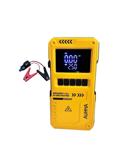 Auhma A8822 Jump Starter / Akü Takviye Cihazı 4'ü 1 Arada Powerbank, Hava Kompresörü, Lcd Ekran, 10.000mah 150psı