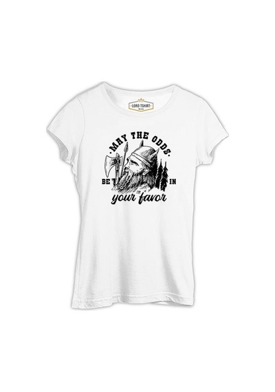 Viking Warrior Axe And Helmet Beyaz Kadın Tshirt 001
