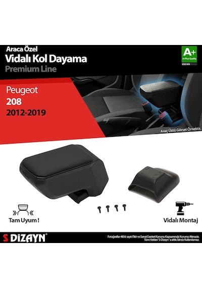 Peugeot 208 Abs Vidalı Kol Dayama Kolçak Siyah 2012-2019 A+kalite