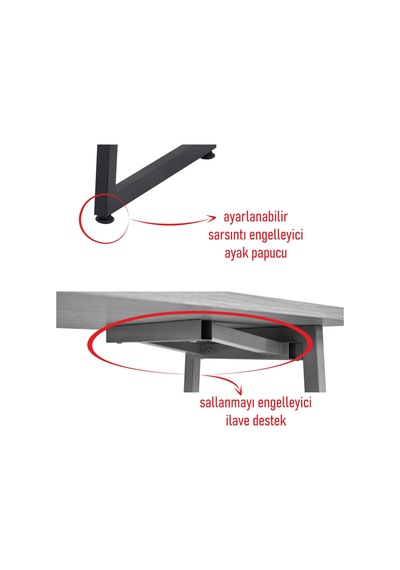 Vilinze Biga Sabit Mdf Metal Ayak Çalışma Ofis Masası