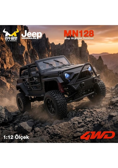 Mn Model Mn128 1/12 Jeep Wrangler Rubicon 4wd Rc Model Crawler Offroad Truck Uzaktan Kumandalı Araba Rtr Siyah+dahili Işık Seti Mn-128 7600000036349
