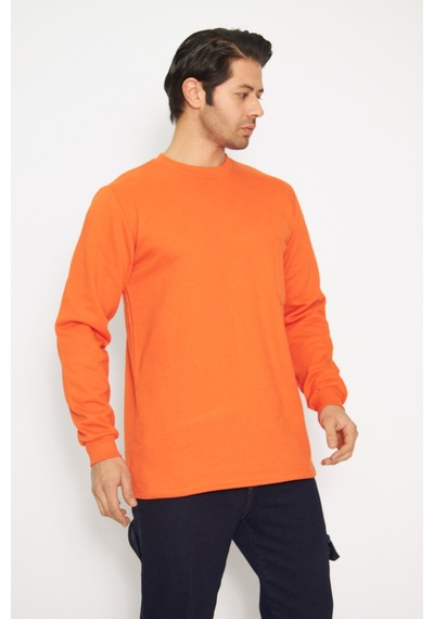 Orange Safety Sıfır Yaka Sweat %100 Pamuk Turuncu