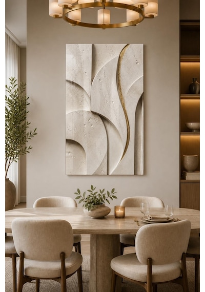 Minimalist Traverten Desenli Baskılı Cam Tablo Modern Lüks Duvar Dekoru