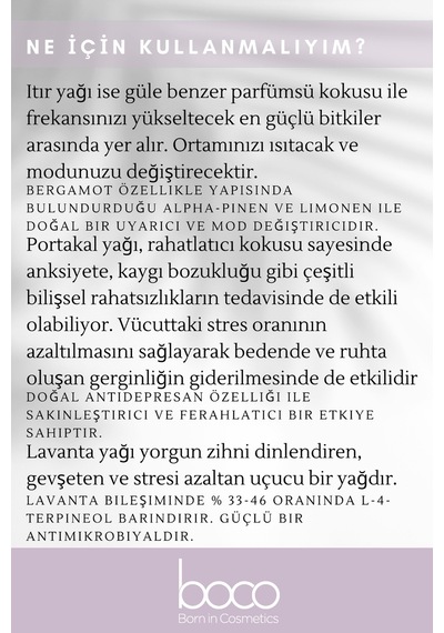 Boco Born In Cosmetics Itır + Lavanta + Portakal Saf Aromaterapi Uçucu Yağı 3 x 10 ML