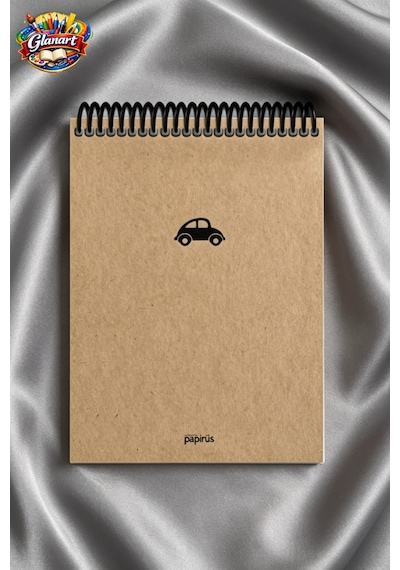 Üstten Spiralli 100 Yaprak Çizgili Orta Boy Sert Kapak Bloknot Defter Kraft Kağıt 16x23 Cm