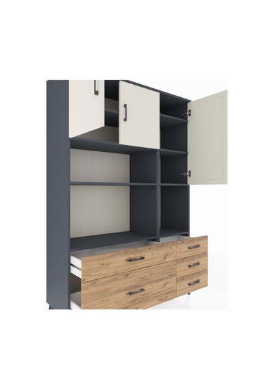 Hyperion Dolap 8 Raflı 5 Çekmeceli 3 Kapaklı 132x44x195 Antrasit-aytaşı/çam Aytası/atlas Çam Hyperion Dolap 8 Raflı 5 Çekmeceli 3 Kapaklı 132x44x195 Antrasit-aytaşı/çam Aytası/atlas Çam