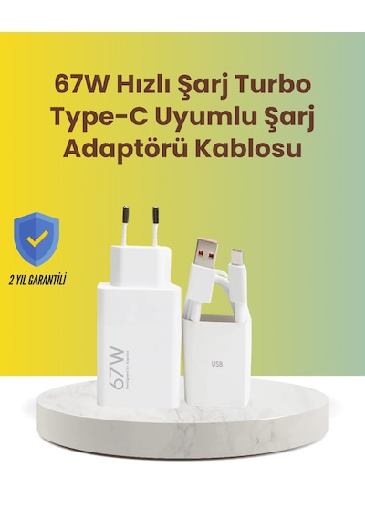 67w Hızlı Şarj Adaptörü Ve Veri Aktarım Özellikli Typec Kablo Seti