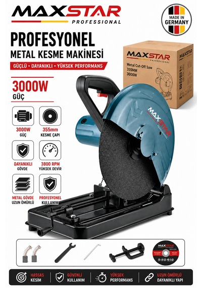 Maxstar PRF3035M 3000W Profil Kesme Makinesi 355MM 45 Açılı Metal Demir Boru Profil Kesme