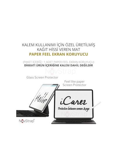 Novstrap Apple Uyumlu iPad Pro 11 İnç 5. Nesil M4 2024 İle Paper Like Ekran Koruyucu Kağıt Hissi Mat