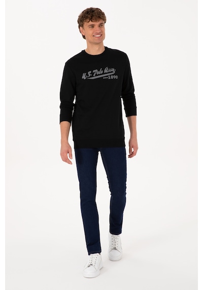U.S. Polo Assn. Erkek Bisiklet Yaka Regular Fit Siyah İnce Sweatshirt 50316315-VR046
