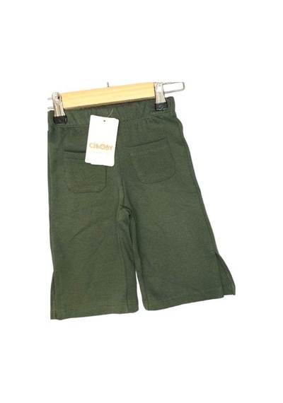 Çikoby Kız Bebek Yırtmaçlı Örme Pantolon-13578 Haki