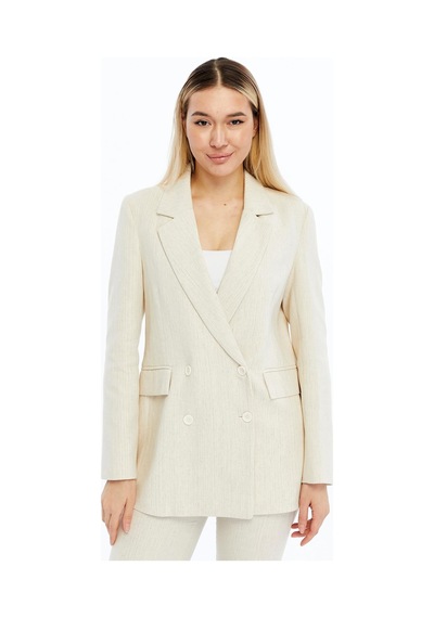 Selectmoda Kadın Keten Blazer Ceket Krem
