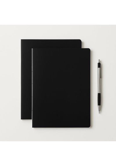Özel Tasarım Siyah Kraft Kapaklı A4 Defter - 180 Derece Açılabilir, Sırtı Dikişli,%100 El İşçil