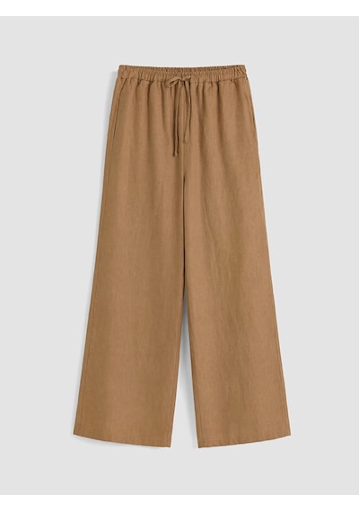 Lcw Modest Bej Beli Lastikli Kadın %100 Keten Pantolon