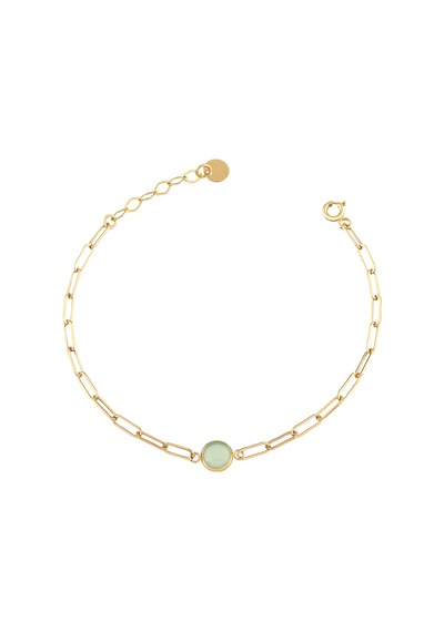 Debora Jewelry 14 Ayar Altın Yeşil Kuvars Taşlı Ataç Modeli Bileklik