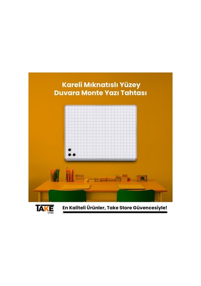 Mıknatıslı Yüzey Kareli Yazı Tahtası, 120x180 Cm, Beyaz Diğer