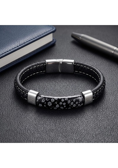 Moncuk Design Obsidyen Nova Doğal Taşlı Deri Çelik Erkek Bileklik 33512b1d18 Çok Renkli