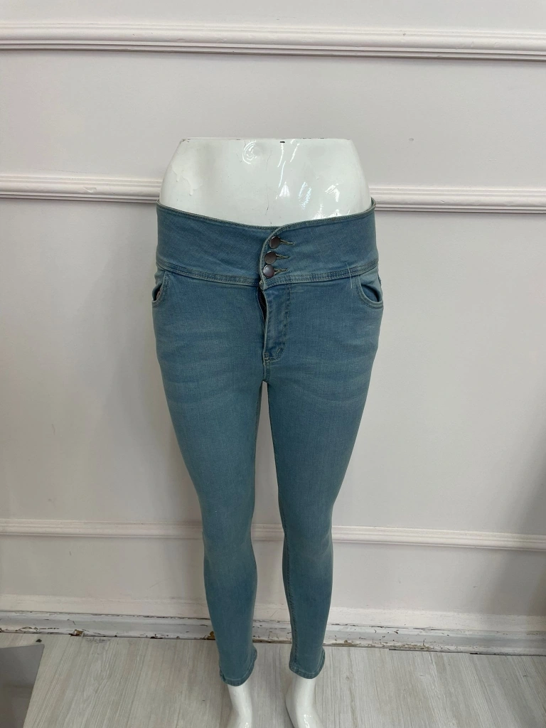De'charme Yüksek Bel Likralı Jean Pantolon 90 Cm Yeşil