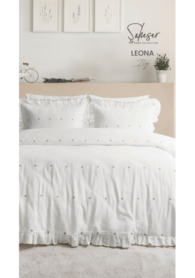 Şaheser Home Collection Jakarlı Nev Takımı Çift Kişilik Leona Bej Renkli