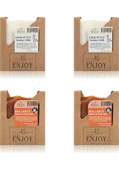 Suds Enjoy Doğal Eşek Sütlü Sabun 100 G 2'li + Bal ve Keçi Sütlü Sabun 100 G 2'li