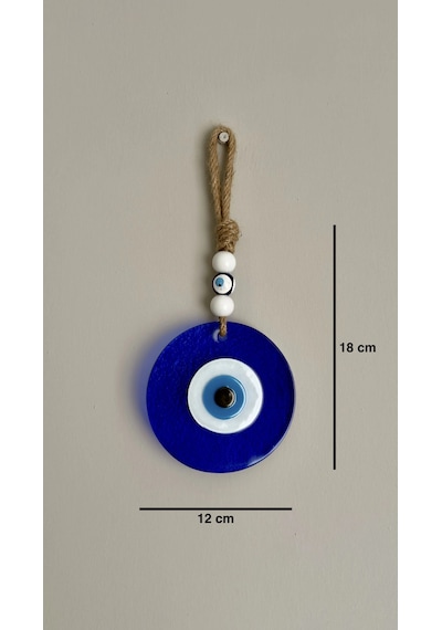 Renkli Füzyon Cam Nazar Boncuğu Jüt İpli Duvar Süsü