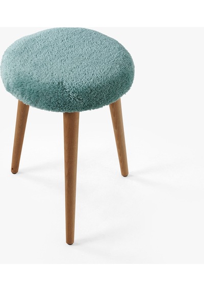 Modern Ahşap Ayaklı Teddy Kumaş Tabure Makyaj Masası & Ayak Dinlendirme Elegant Yeşil Yeşil