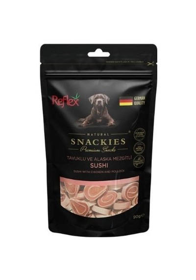 Reflex Snackies Natural Tavuklu ve Balıklı Sushi Tahılsız Köpek Ödül Maması 90 G