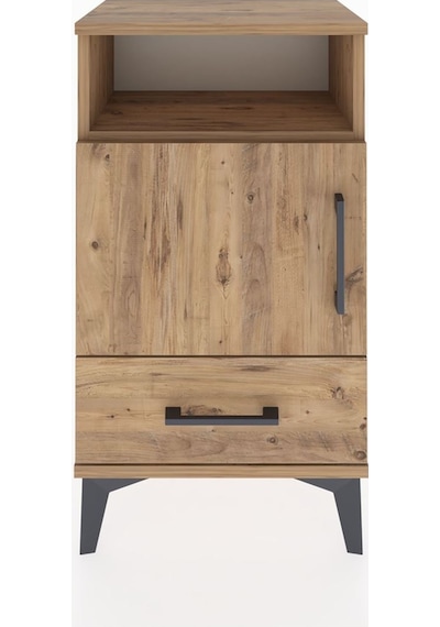 Arges Komodin 3 Raflı Tek Kapaklı 44x30x80 Çam-çam Çam
