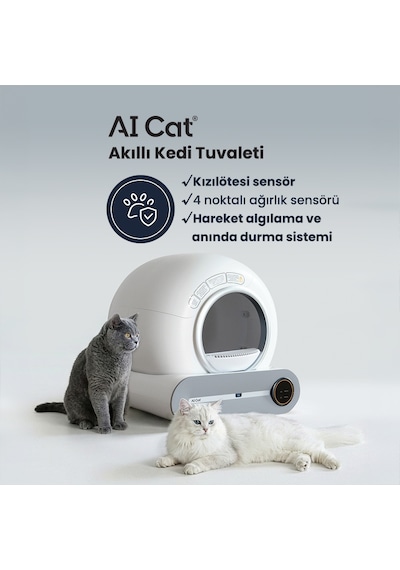 AI Cat Akıllı Kedi Tuvaleti - Otomatik Temizlenen Kapalı Kedi Kum Kabı (Poşet Hediyeli ve Elekli Paspas) AI Cat Akıllı Kedi Tuvaleti - Otomatik Temizlenen Kapalı Kedi Kum Kabı (Poşet Hediyeli ve Elekli Paspas)