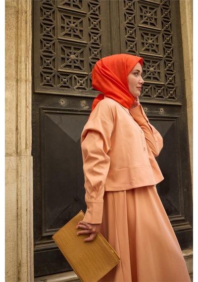 Silk Home Monogram Pamuk İpek Eşarp 130001-11 turuncu