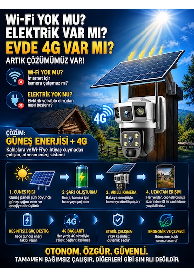 4g Sım Kartlı 6mp Solar Güvenlik Kamerası Çift Lens Ptz 360 Uzaktan İzleme Hareket Algılama Gece Görüşü Ip66 Dış Mekan Kamera