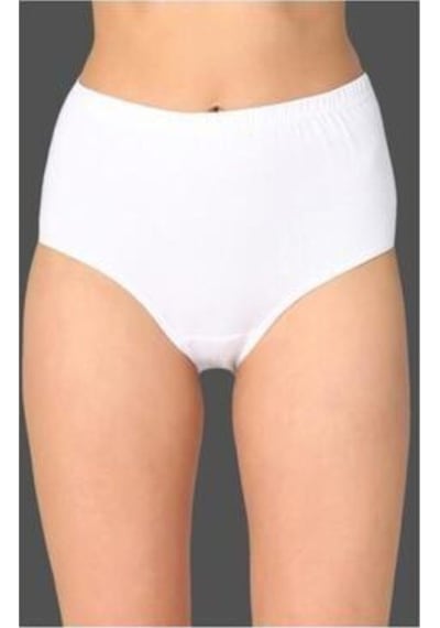 Kadın Beyaz Yüksel Bel 6'lı Paket Pamuklu Penye Külot 001