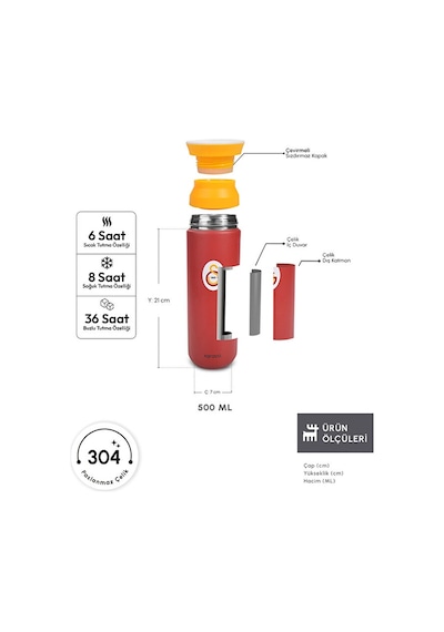 Karaca X Galatasaray Lisanslı Logo Termos 500 Ml Kırmızı
