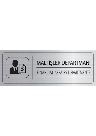 Mayeka Mali İşler Departmanı İsimlik Gümüş Metal Kapı İsimliği Levhası Yönlendirme Tabelası