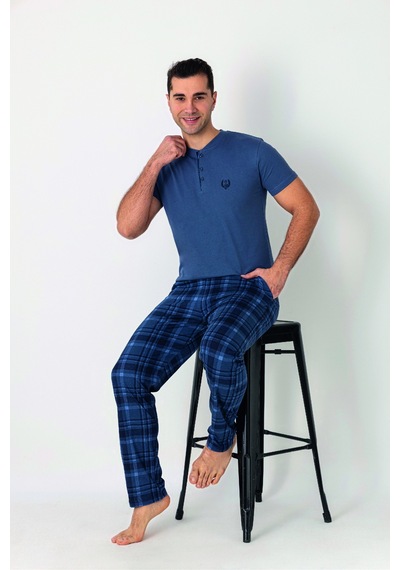 Estiva Erkek Kareli Alt Desenli Mavi Kısa Kollu Patlı Penye Pijama Takımı Çok renkli Estiva Erkek Kareli Alt Desenli Mavi Kısa Kollu Patlı Penye Pijama Takımı Çok renkli