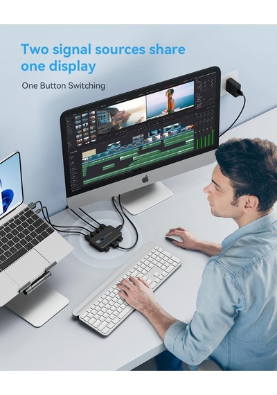 Kvm Anahtarı, Kvm Anahtarı Hdmı, Bir Hd Monitör Ve Klavye Fare Paylaşımı 2 Bilgisayar İçin Usb Kvm Anahtarı, 4k