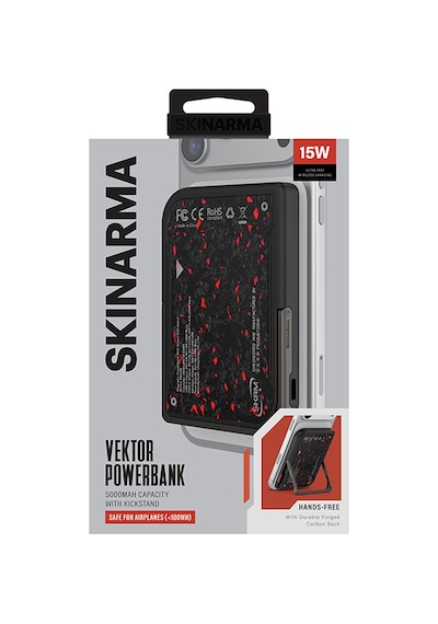 Skinarma Vektor Kablosuz Powerbank Ve Pd Hızlı Şarj Özellikli Metal Stand 15w 5000mah Siyah-kırmızı Siyah - Kırmızı