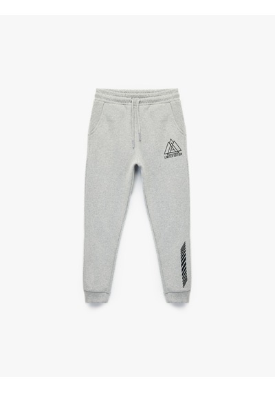 Koton Beli Lastikli Şardonlu Baskılı Cep Detaylı Jogger Eşofman Altı Gri 7wkb40025tk