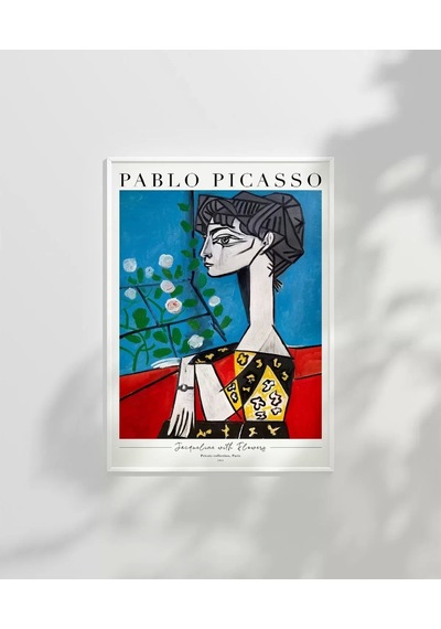 Çerçevesiz Poster Pablo Picasso Jacqueline With Flowers